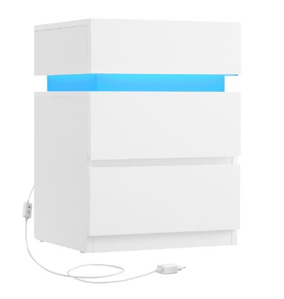 Vasagle κομοδίνο με ενσωματωμενο LED φωτισμό, λευκό  (LET630T10V1) (VASLET630T10V1)