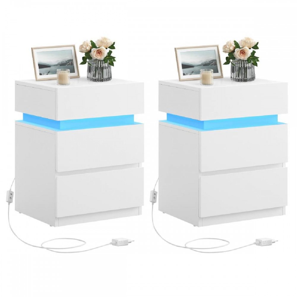 Vasagle κομοδίνο με ενσωματωμενο LED φωτισμό, λευκό, 2 τεμάχια (LET0830W01) (VASLET0830W01) Vasagle κομοδίνο με ενσωματωμενο LED φωτισμό, λευκό, 2 τεμάχια (LET0830W01) (VASLET0830W01)