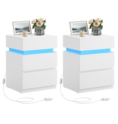 Vasagle κομοδίνο με ενσωματωμενο LED φωτισμό, λευκό, 2 τεμάχια (LET0830W01) (VASLET0830W01) Vasagle κομοδίνο με ενσωματωμενο LED φωτισμό, λευκό, 2 τεμάχια (LET0830W01) (VASLET0830W01)