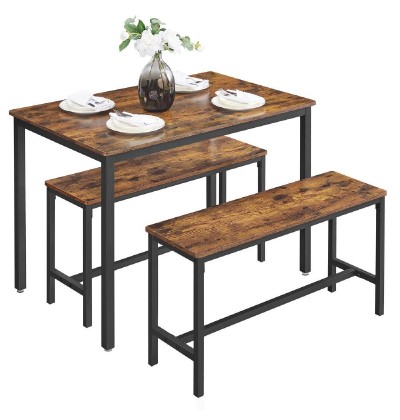 Vasagle σετ τραπεζιού (τραπεζι & 2 καρέκλες) 110 x 70 x 75 cm Καφέ ρουστίκ (KDT070B01V1) (VASKDT070B01V1)