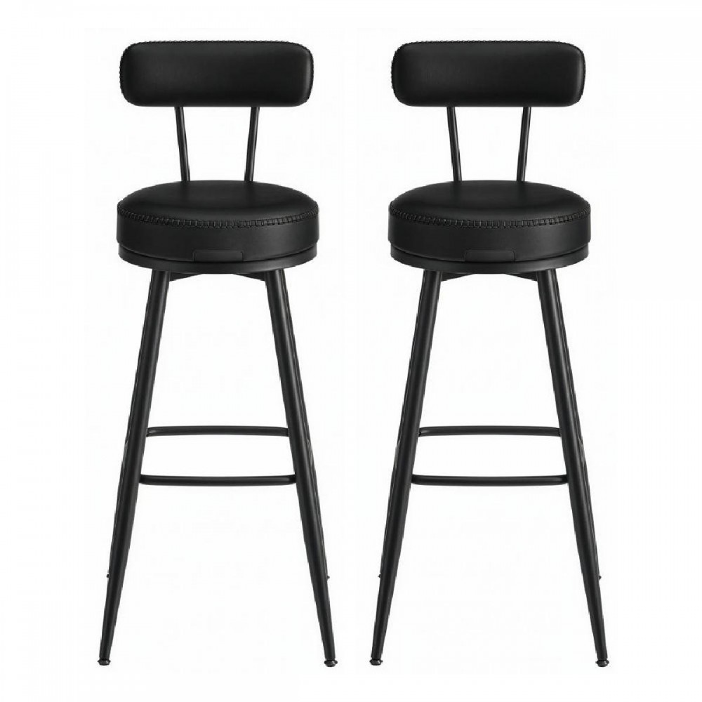 Vasagle Σετ Μεταλλικά Σκαμπό Μπαρ με πλάτη - Μαύρο -  2 τμχ (LBC889B01V1) (VASLBC889B01V1)