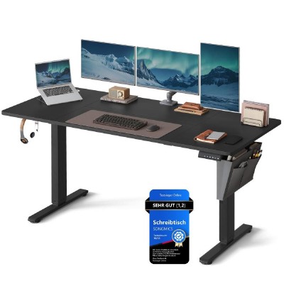 Songmics Μεταλλικό Ηλεκτρικά Ρυθμιζόμενο γραφείο σε Ύψος, 160 x 70 x 72-120 cm, Μαύρο (LSD136BZ01) (SNGLSD136BZ01)