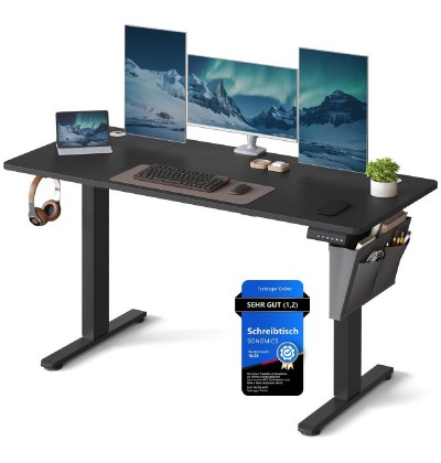 Songmics Μεταλλικό Ηλεκτρικά Ρυθμιζόμενο γραφείο σε Ύψος, 140 x 60 x 72-120 cm, Μαύρο  (LSD134BZ01) (SNGLSD134BZ01)