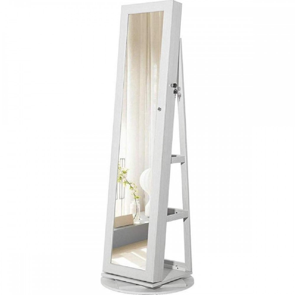 Songmics Jewellery Cabinet with Frameless Full Body Mirror (JJC62WT) (SNGJJC62WT) Songmics Jewellery Cabinet with Frameless Full Body Mirror (JJC62WT) (SNGJJC62WT)
