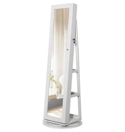 Songmics Jewellery Cabinet with Frameless Full Body Mirror (JJC62WT) (SNGJJC62WT) Songmics Jewellery Cabinet with Frameless Full Body Mirror (JJC62WT) (SNGJJC62WT)