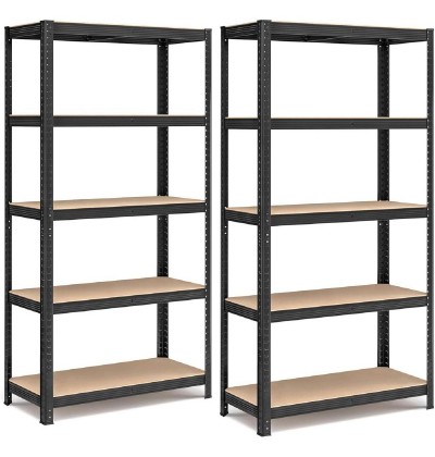 Songmics σετ 2 βαρέως μεταλλικών ραφιών 5 επιπέδων, μαύρο (GLR042B01) (SNGGLR042B01)