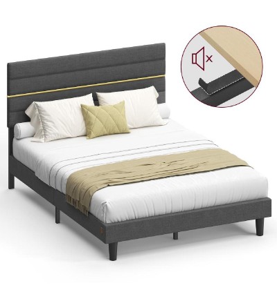 Songmics Διπλό Κρεβάτι 140 x 200 x 110-116,5 cm, Γκρι (RMB504G01) (SNGRMB504G01)