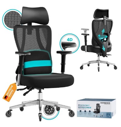 Songmics Εργονομική περιστρεφόμενη καρέκλα γραφείου 70 x 70 x 112-136 cm mesh, μαύρη (OBN067BH01) (SNGOBN067BH01)