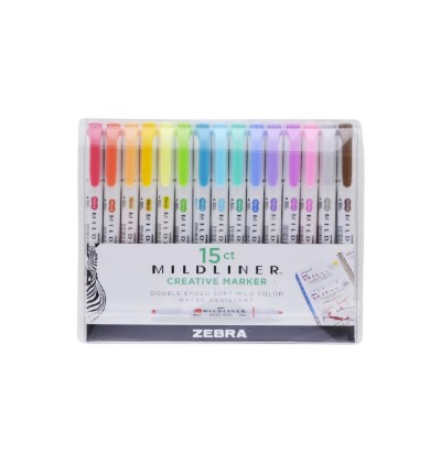 Zebra Mildliner Double Ended Marker Bold and Fine Point 15 Pack Soft and Mild Set (ZB-78115) (ZEB78115) Zebra Mildliner Double Ended Marker Bold and Fine Point 15 Pack Soft and Mild Set (ZB-78115) (ZEB78115)