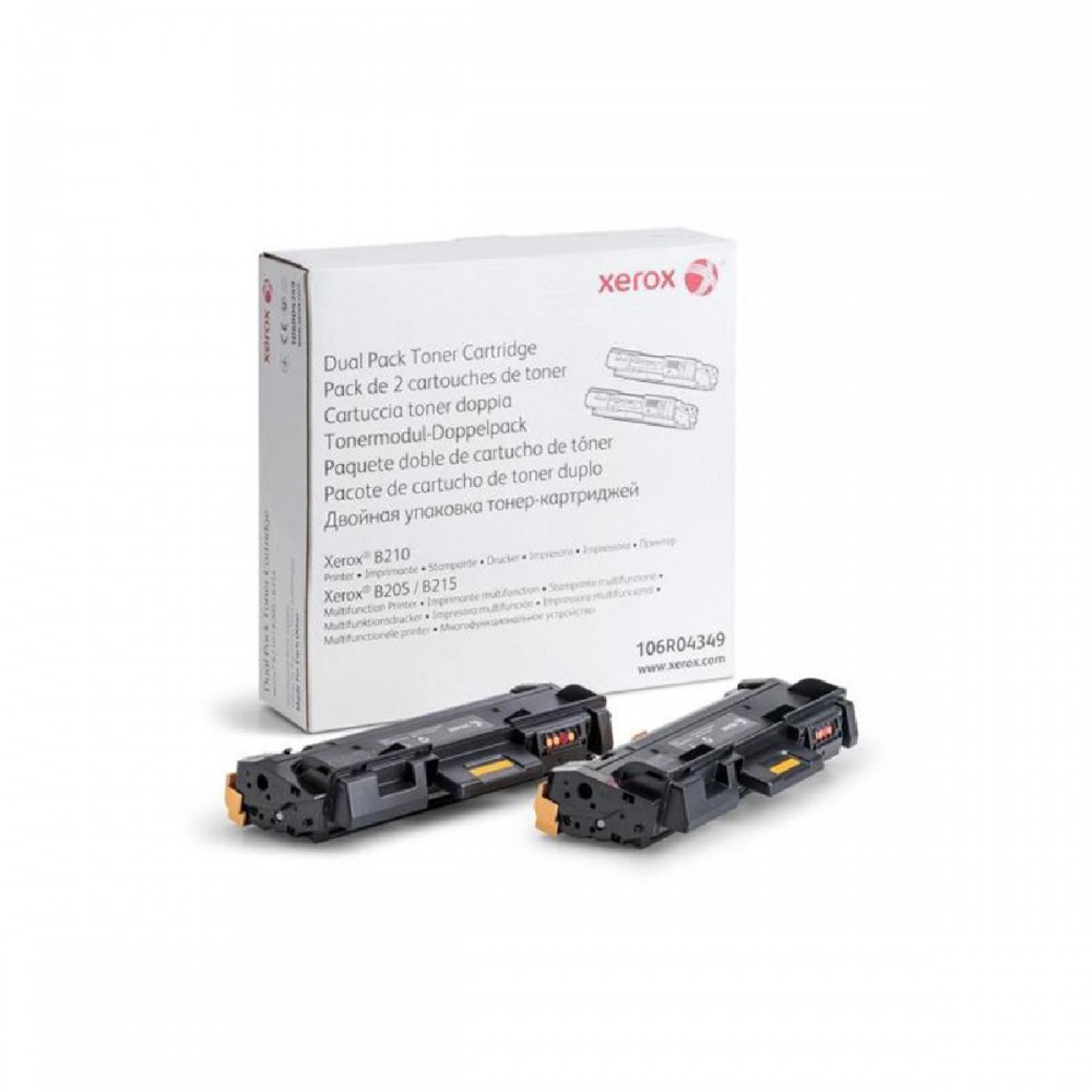 XEROX B205/210/215 TONER CRTR BLACK DUAL PACK (3k) (106R04349) (XER106R04349)