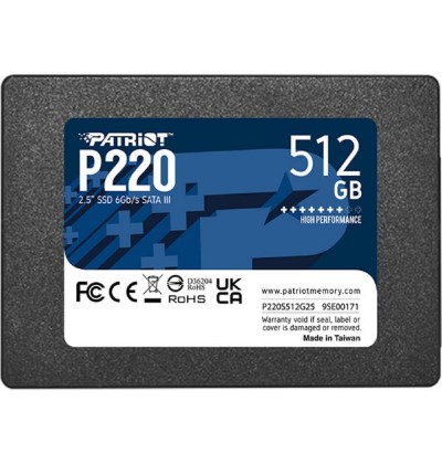 Patriot P220 512 GB Black SATA III 6 Gb/s 25
