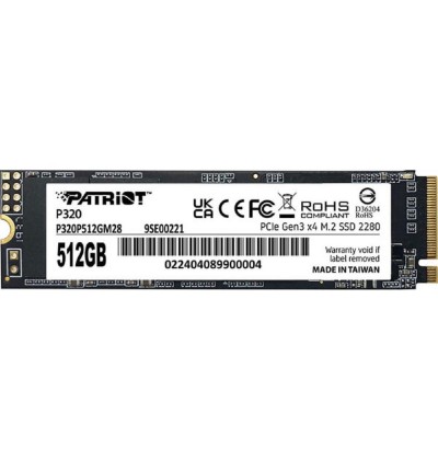 Patriot P320 512 GB PCIe 3.0 x4 NVMe 1.3 M.2 2280 (P320P512GM28) (PATRP320P512GM28) Patriot P320 512 GB PCIe 3.0 x4 NVMe 1.3 M.2 2280 (P320P512GM28) (PATRP320P512GM28)
