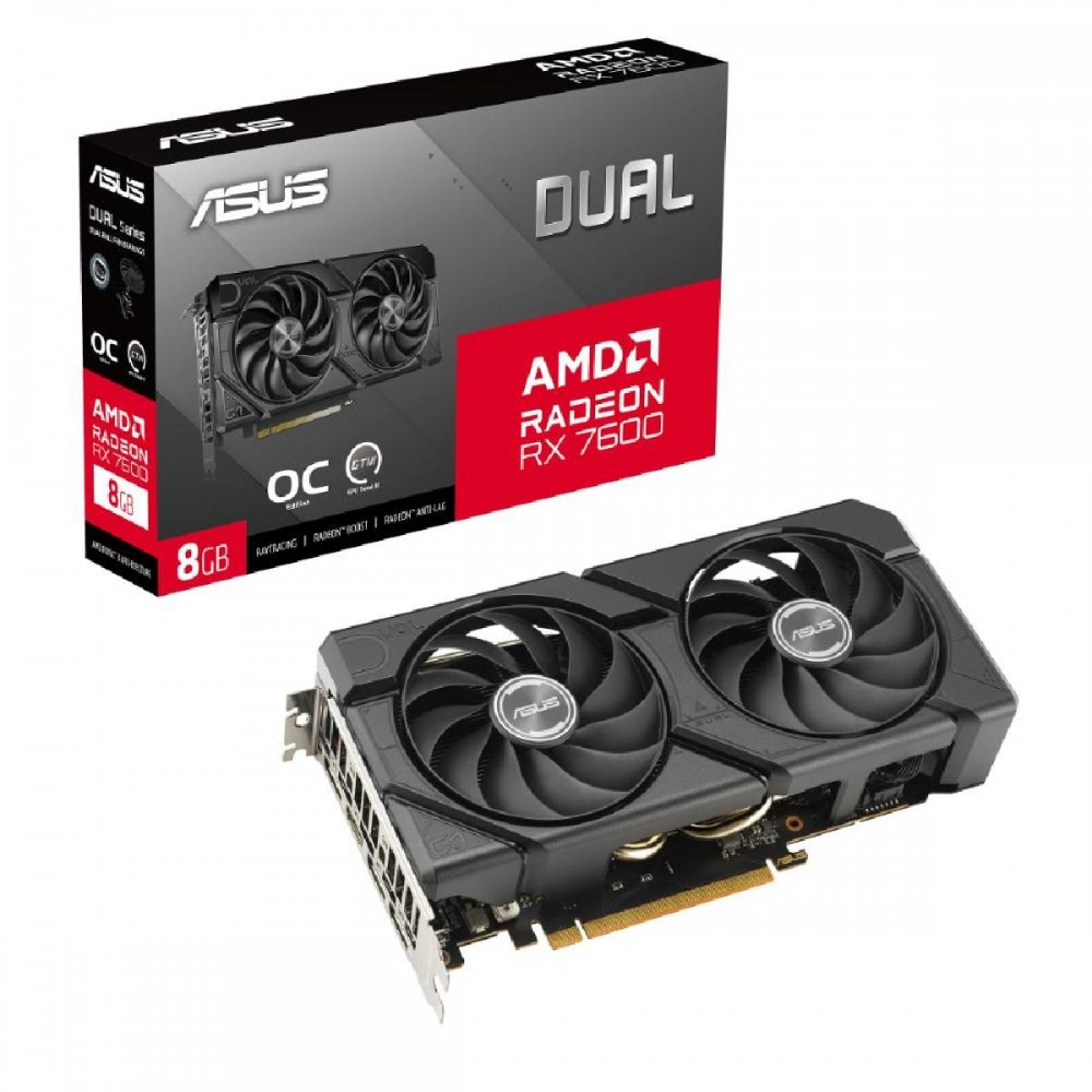 ASUS Dual -RX7600-O8G-EVO AMD Radeon RX 7600 8 GB GDDR6 (90YV0LD0-M0NA00) (ASU90YV0LD0-M0NA00)