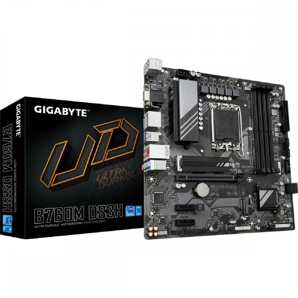Gigabyte B760M DS3H DDR4 motherboard Intel B760 LGA 1700 micro ATX GIG (B760M DS3H DDR4) (GIGB760MDS3HDDR4) Gigabyte B760M DS3H DDR4 motherboard Intel B760 LGA 1700 micro ATX GIG (B760M DS3H DDR4) (GIGB760MDS3HDDR4)