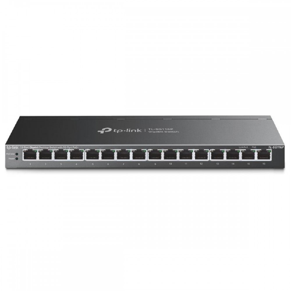 TP-Link 16-Port Gigabit Desktop Switch with 16-Port PoE+ (TL-SG116P) (TPTL-SG116P) TP-Link 16-Port Gigabit Desktop Switch with 16-Port PoE+ (TL-SG116P) (TPTL-SG116P)