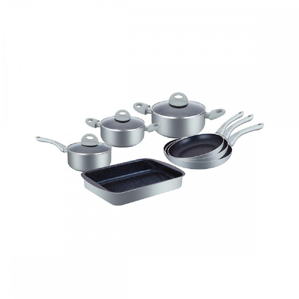 Herzberg 10 Pieces Marble Coated Cookware Set (9016SL) (HEZ9016SL)