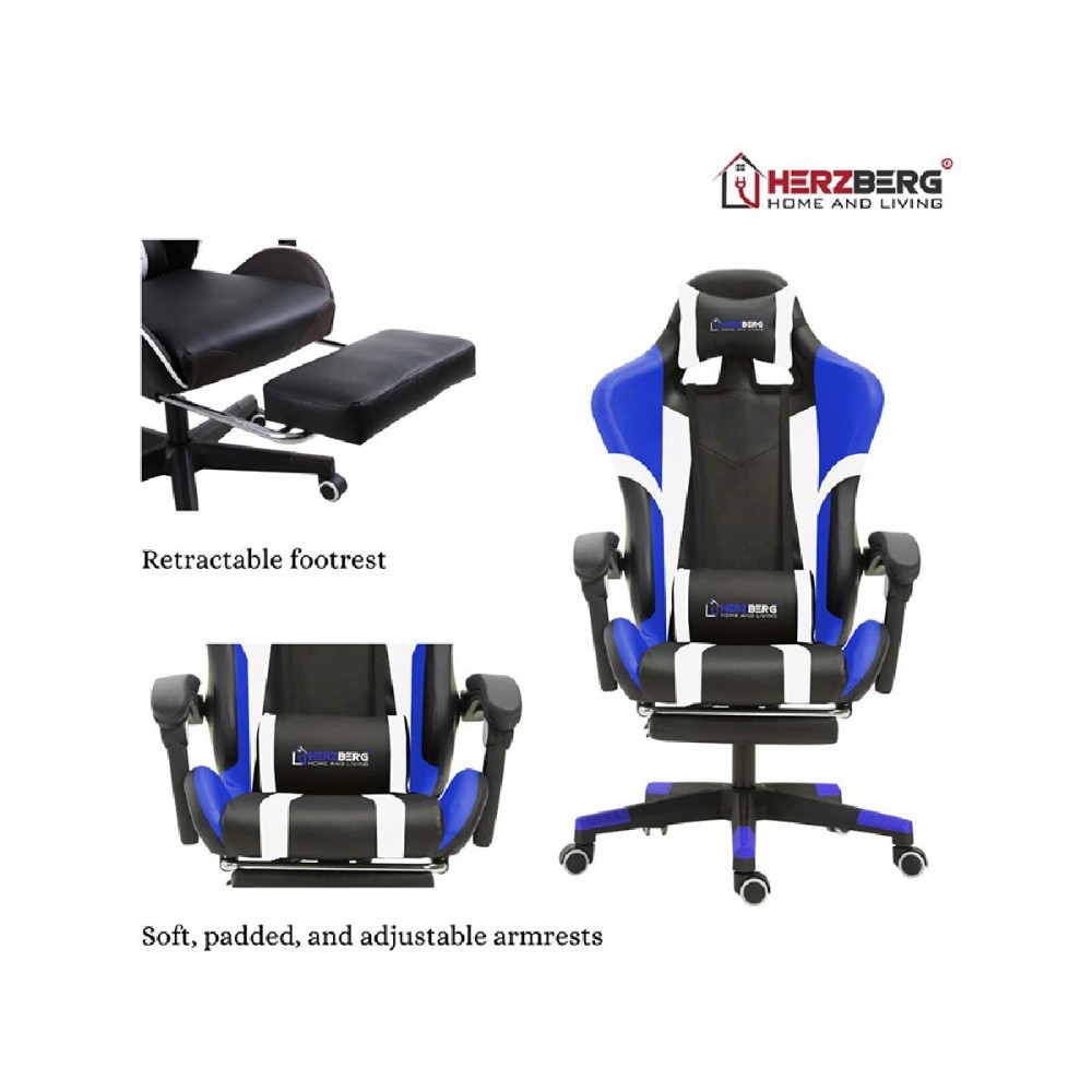 Herzberg Gaming Chair Blue (8083BLUE) (HEZ8083BLUE)