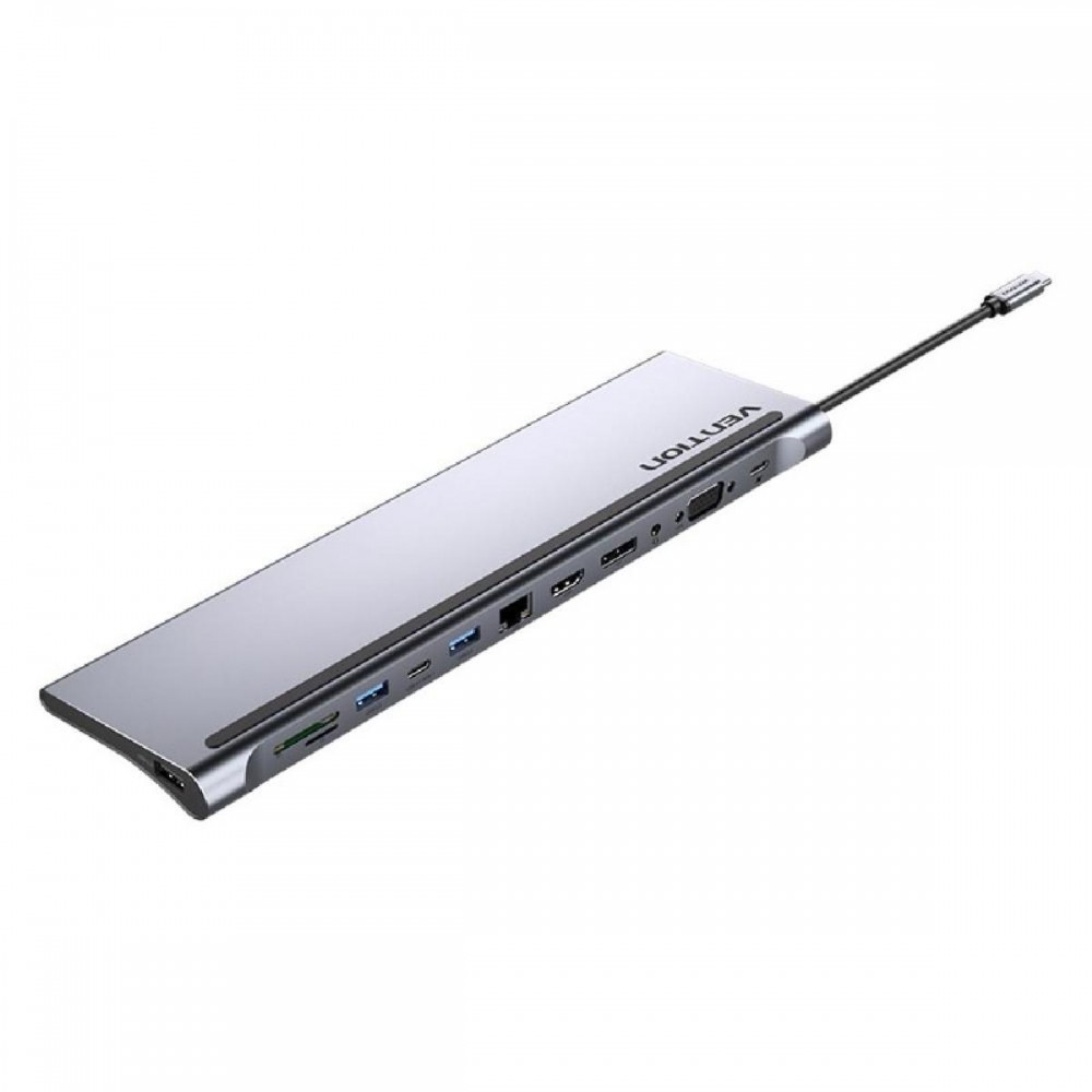 VENTION Type-C to DisplayPort/HDMI/VGA/USB-C Gen 1/USB 3.0x2/USB 2.0/RJ45/SD/TF/TRRS 3.5mm/PD 100W Docking Station 0.25M Gray Metal Type (THSHC) (VENTHSHC) VENTION Type-C to DisplayPort/HDMI/VGA/USB-C Gen 1/USB 3.0x2/USB 2.0/RJ45/SD/TF/TRRS 3.5mm/PD 100W Docking Station 0.25M Gray Metal Type (THSHC) (VENTHSHC)