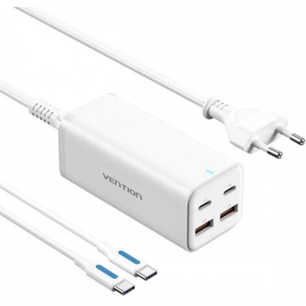 VENTION 4-Port USB (C + C + A + A) GaN Charger (100W/100W/18W/18W) EU-Plug White (FBSWG-EU) (VENFBSWG-EU) VENTION 4-Port USB (C + C + A + A) GaN Charger (100W/100W/18W/18W) EU-Plug White (FBSWG-EU) (VENFBSWG-EU)