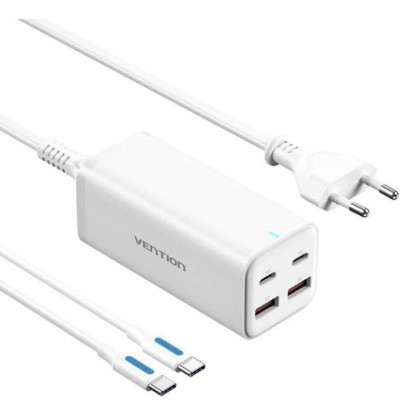 VENTION 4-Port USB (C + C + A + A) GaN Charger (100W/100W/18W/18W) EU-Plug White (FBSWG-EU) (VENFBSWG-EU)