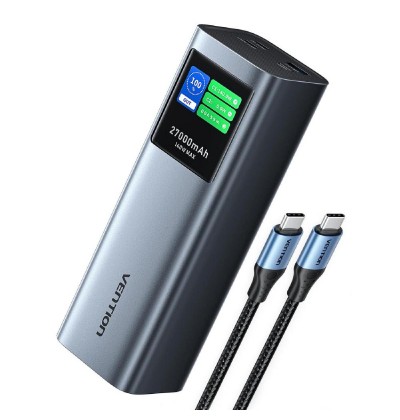 VENTION 27000mAh Power Bank (USB-C + USB-C/USB-C/USB-A) 140W Gray LED Display Type (FKEH0) (VENFKEH0)