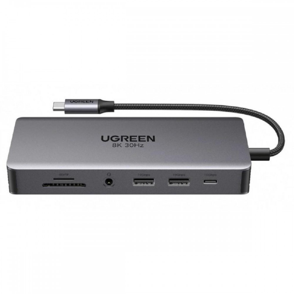 Ugreen USB-C Hub CM681 4x USB 2x HDMI DisplayPort RJ45 SD/TF AUX PD 100W gray (15978) (UGR15978) Ugreen USB-C Hub CM681 4x USB 2x HDMI DisplayPort RJ45 SD/TF AUX PD 100W gray (15978) (UGR15978)