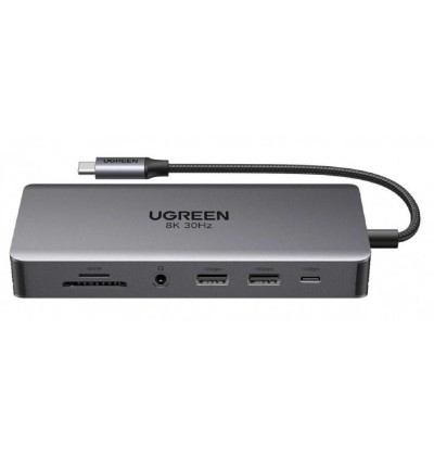 Ugreen USB-C Hub CM681 4x USB 2x HDMI DisplayPort RJ45 SD/TF AUX PD 100W gray (15978) (UGR15978) Ugreen USB-C Hub CM681 4x USB 2x HDMI DisplayPort RJ45 SD/TF AUX PD 100W gray (15978) (UGR15978)