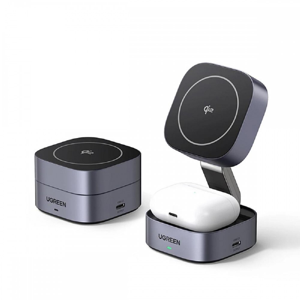 Ugreen Qi2 2-in-1 inductive charger W702 for Iphone AirPods 15W gray (35316) (UGR35316) Ugreen Qi2 2-in-1 inductive charger W702 for Iphone AirPods 15W gray (35316) (UGR35316)