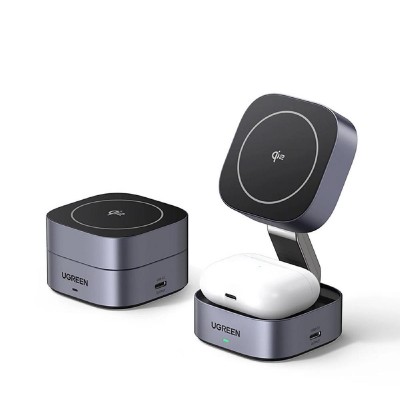 Ugreen Qi2 2-in-1 inductive charger W702 for Iphone AirPods 15W gray (35316) (UGR35316) Ugreen Qi2 2-in-1 inductive charger W702 for Iphone AirPods 15W gray (35316) (UGR35316)