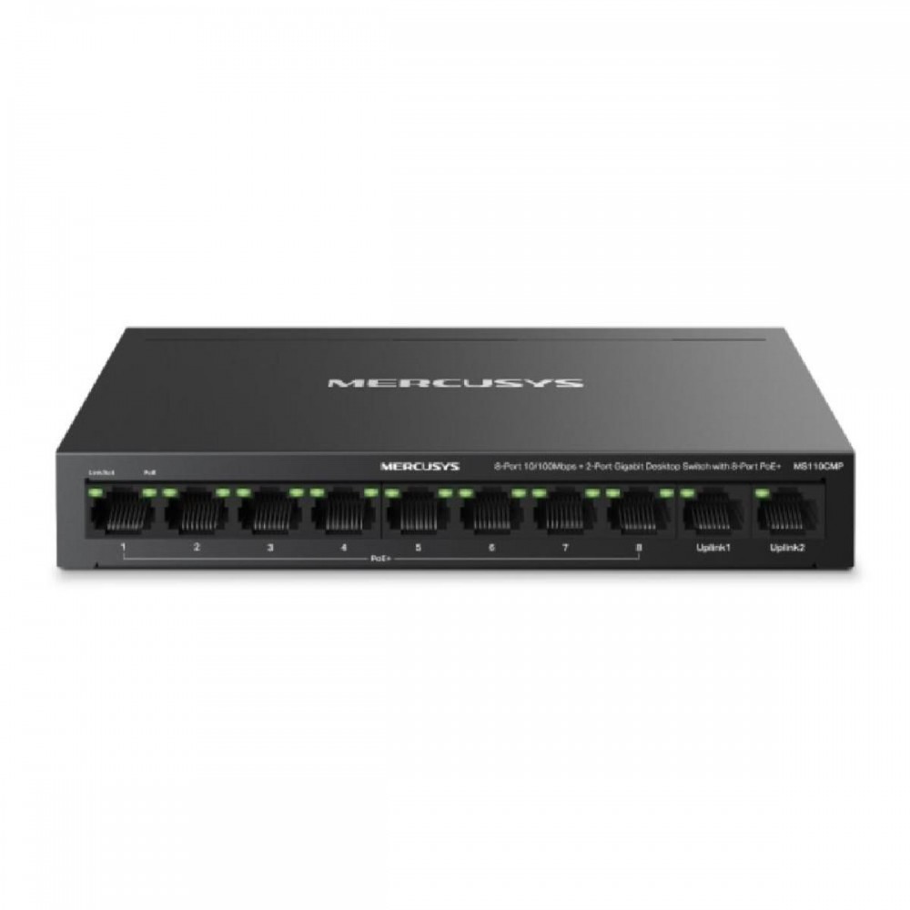 Mercusys 8-Port 10/100 Mbps + 2-Port Gigabit Desktop Switch with 8-Port PoE+ (MS110CMP) (MERMS110CMP)