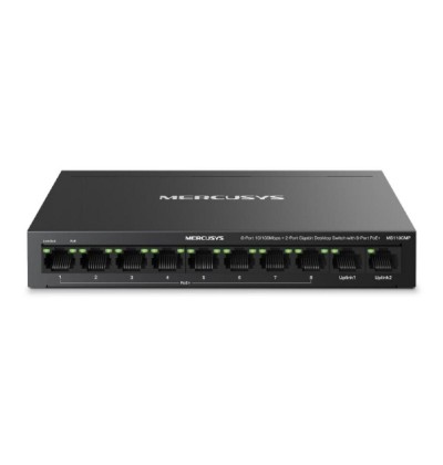 Mercusys 8-Port 10/100 Mbps + 2-Port Gigabit Desktop Switch with 8-Port PoE+ (MS110CMP) (MERMS110CMP)