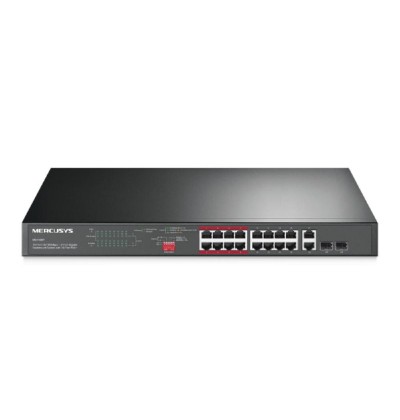 Mercusys 16-Port 10/100Mbps + 2-Port Gigabit Rackmount Switch with 16-Port PoE+ (MS118CP) (MERMS118CP)