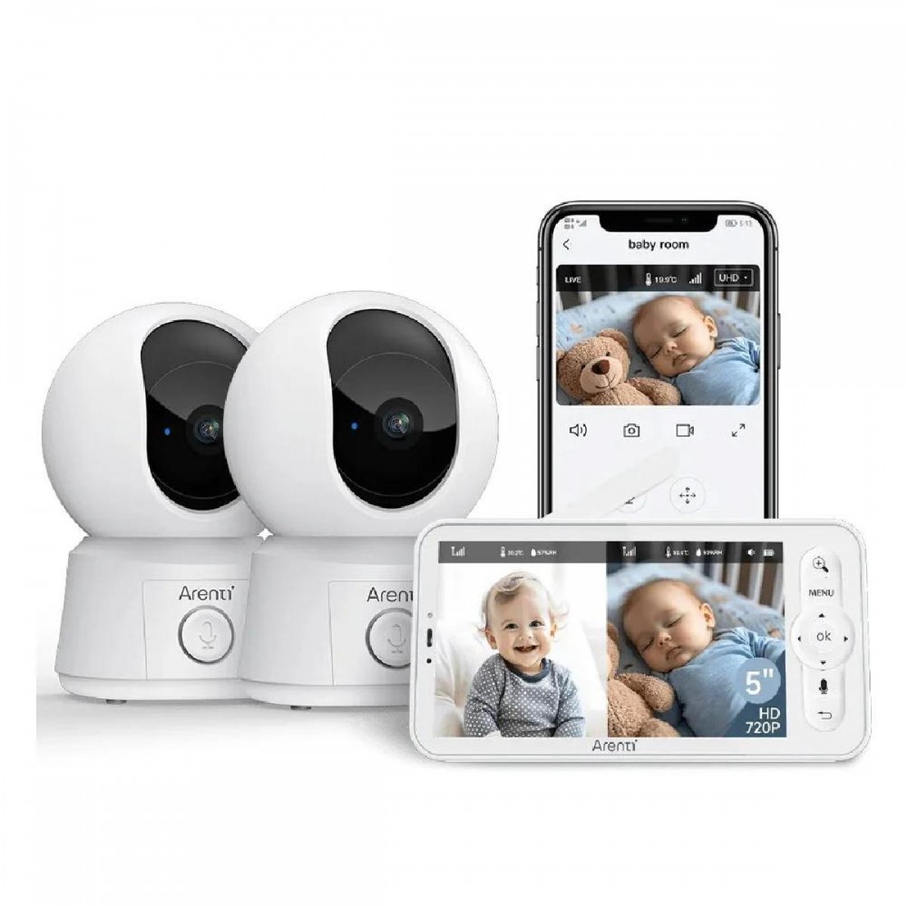 Arenti AINanny B2 WiFi 2MP/1080P Baby Monitor Kit Dual Cameras with LCD Screen (AINANNY B2 2CAM) (AREAINANNYB2-2CAM)