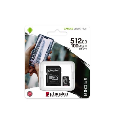 Kingston Micro Secure Digital 512GB microSDXC Canvas Select Plus 80R CL10 UHS-I Card + SD Adapter (SDCS2/512GB) Kingston Micro Secure Digital 512GB microSDXC Canvas Select Plus 80R CL10 UHS-I Card + SD Adapter (SDCS2/512GB)