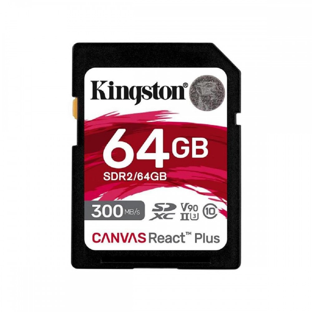 Kingston Canvas React Plus SDXC 64GB Class 10 U3 V90 UHS-II (SDR2/64GB) (KINSDR2-64GB) Kingston Canvas React Plus SDXC 64GB Class 10 U3 V90 UHS-II (SDR2/64GB) (KINSDR2-64GB)