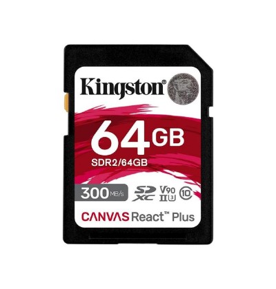Kingston Canvas React Plus SDXC 64GB Class 10 U3 V90 UHS-II (SDR2/64GB) (KINSDR2-64GB) Kingston Canvas React Plus SDXC 64GB Class 10 U3 V90 UHS-II (SDR2/64GB) (KINSDR2-64GB)