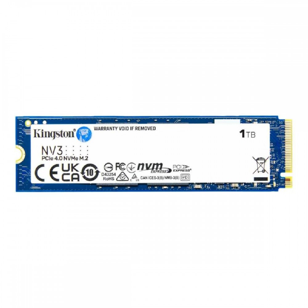 Kingston NV3 1TB PCIe 4.0 NVMe R6000/W2200 MB/s SSD (SNV3S/1000G) (KINSNV3S-1000G) Kingston NV3 1TB PCIe 4.0 NVMe R6000/W2200 MB/s SSD (SNV3S/1000G) (KINSNV3S-1000G)