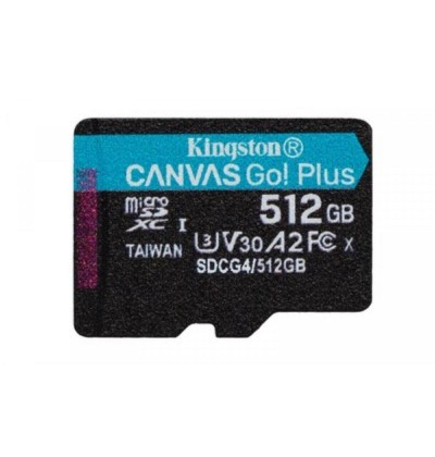 Kingston microSD 512GB CanvasGo+ 200MB/s A2 U3 V30 (SDCG4/512GBSP) (KINSDCG4-512GBSP)