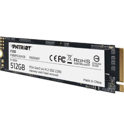 Patriot P300 SSD 512GB M.2 NVMe PCI Express 3.0 (P300P512GM28) (PATRP300P512GM28) Patriot P300 SSD 512GB M.2 NVMe PCI Express 3.0 (P300P512GM28) (PATRP300P512GM28)