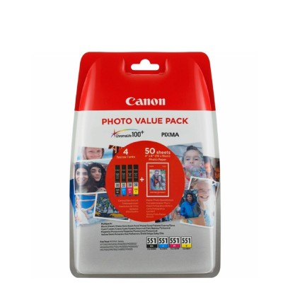 Canon Μελάνι Inkjet CLI-551 CMYK  (6509B015) (CANCLI-551VP) Canon Μελάνι Inkjet CLI-551 CMYK  (6509B015) (CANCLI-551VP)