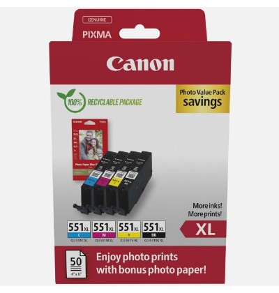 Canon Μελάνι Inkjet CLI-551XL CMYK Photo Value Pack (6443B008) (CANCLI-551XLPVP) Canon Μελάνι Inkjet CLI-551XL CMYK Photo Value Pack (6443B008) (CANCLI-551XLPVP)