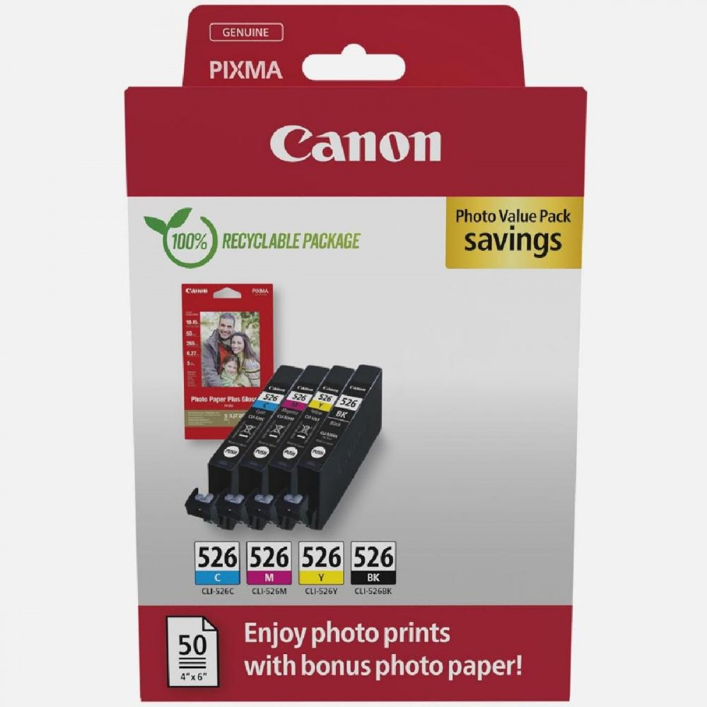 Canon Μελάνι Inkjet CLI-526 CMYK Value Pack (4540B019) (CANCLI-526PMP)