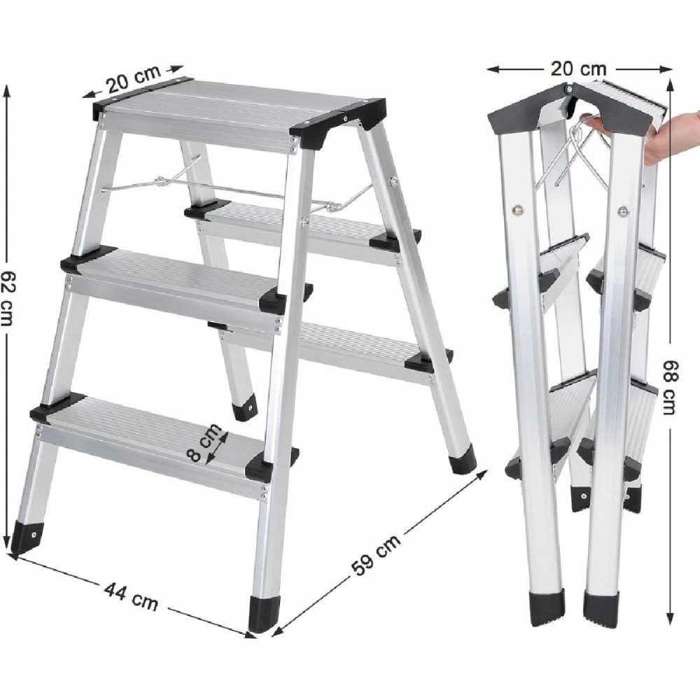 Songmics Σκαλοσκαμπό Αλουμινίου 3 Σκαλιών 62cm (GLT23K) (SNGGLT23K)