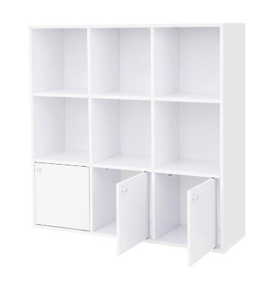 Ξύλινη Βιβλιοθήκη με 6 Ράφια και 3 Ντουλάπια 97.5 x 29 x 97.5 cm  Vasagle (LBC33WT) (VASLBC33WT) Ξύλινη Βιβλιοθήκη με 6 Ράφια και 3 Ντουλάπια 97.5 x 29 x 97.5 cm  Vasagle (LBC33WT) (VASLBC33WT)