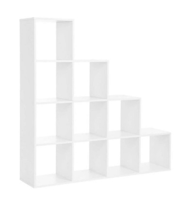 Ξύλινη Βιβλιοθήκη με 10 Ράφια 129.5 x 29 x 129.5 cm Χρώματος Λευκό VASAGLE LBC10WTV2