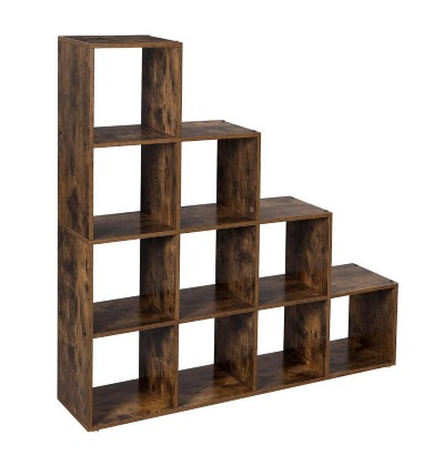 Ξύλινη Βιβλιοθήκη με 10 Ράφια 129.5 x 29 x 129.5 cm Χρώματος Σκούρο Καφέ Vasagle (LBC10BX) (VASLBC10BX)