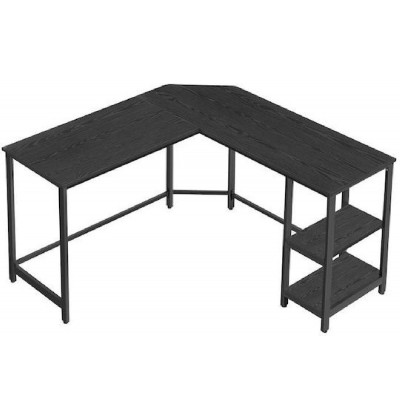Vasagle Γωνιακό Mεταλλικό γραφείο 138 x 138 x 75 cm  Χρώματος Μαύρο με υφή Ξύλου (LWD072B56) (VASLWD072B56)