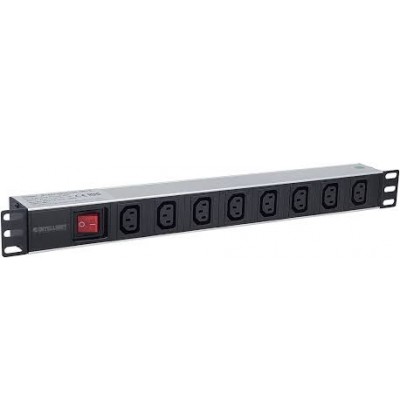 Manhattan Πολύπριζο Rack 19' 8 Θεσεων*c13 Σε Βυσμα C14 Με Διακοπτη 2m Μαύρο