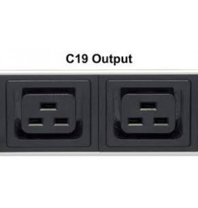 Manhattan Πολύπριζο Rack 19' 8 Θεσεων*c13 Σε Βυσμα C14 Με Διακοπτη 2m Μαύρο