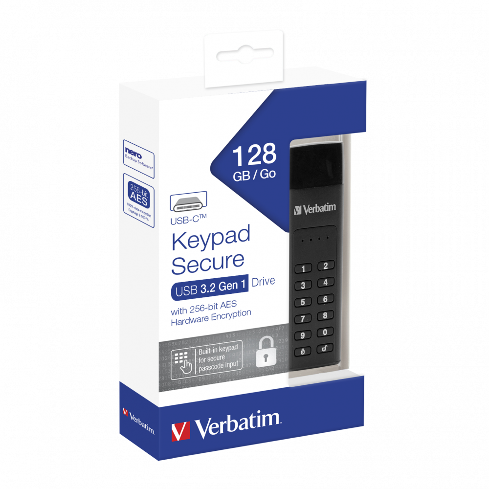 Verbatim Keypad Secure 128GB USB 3.2 Gen 1, Black (49429)